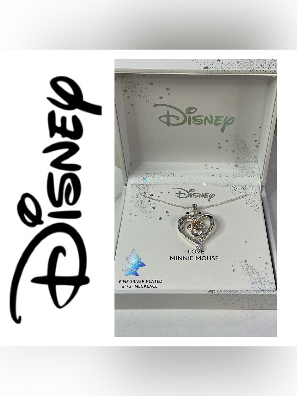 🌟🌟 Disney CZ Minnie Mouse Heart Pendant Necklace